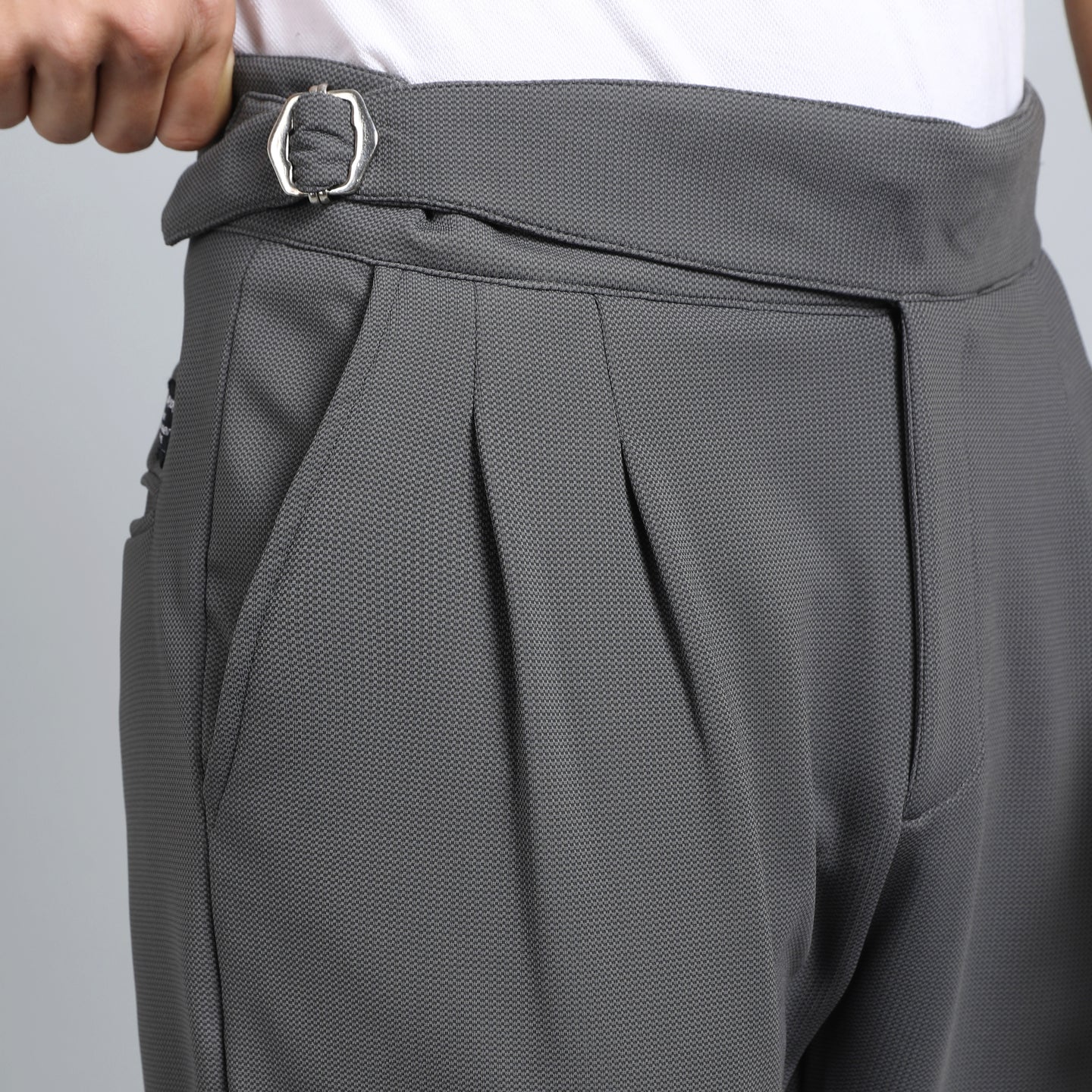 DARK GREY SLIM FIT GURKHA TROUSERS 4797-4